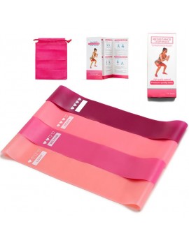 Pink Gradient Color Exercise Stretch Resistance Bands Set For Female