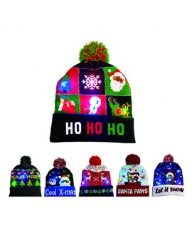 Custom Led Christmas Pom Beanie Winter Knit Hats