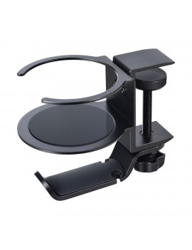 Adjustable Long Arm 2 In 1 Desk Table Cup Holder Headset Hook Holder