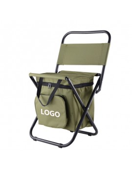 Outdoor Portable Backrest Chair with Cooler Bag Insulated Folding Chair